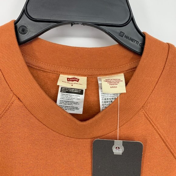 Levis Sweatshirt Orange Laundry Day Cropped Raw Hem Fleece NWT - Picture 5 of 13